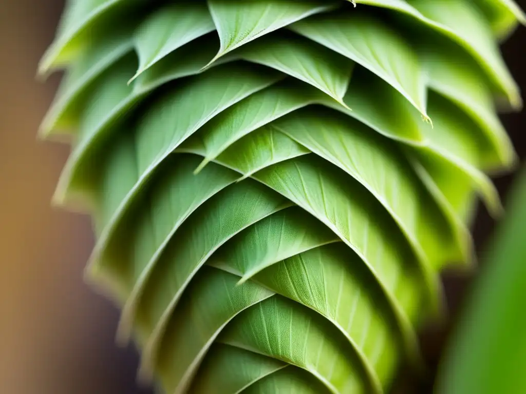 Detalle impresionante de un cono de lúpulo resalta los colores naturales y la profundidad de campo