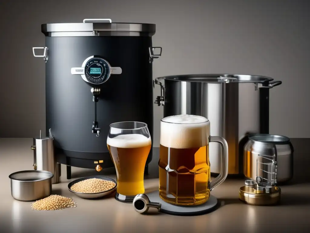 Kit de brewing para principiantes: fermentador, airlock, termómetro, hidrómetro, ingredientes e instrucciones detalladas