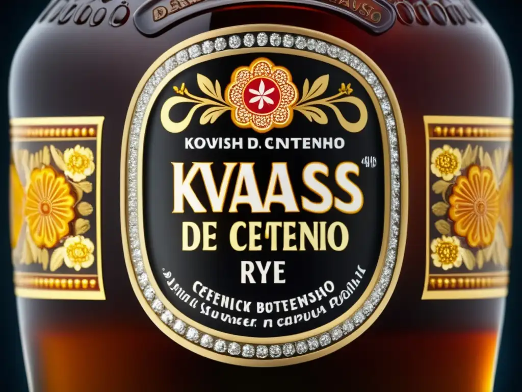 Botella de Kvass de centeno de Polonia en imagen 8k detallada con lente macro