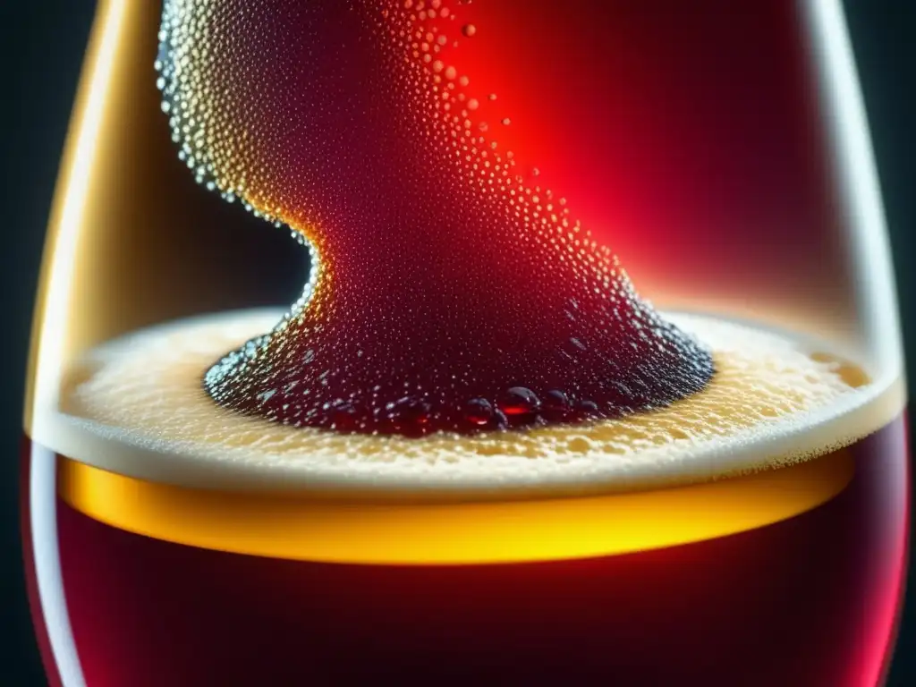 Imagen de cerveza Lambic y frutas frescas, texturas y colores vibrantes