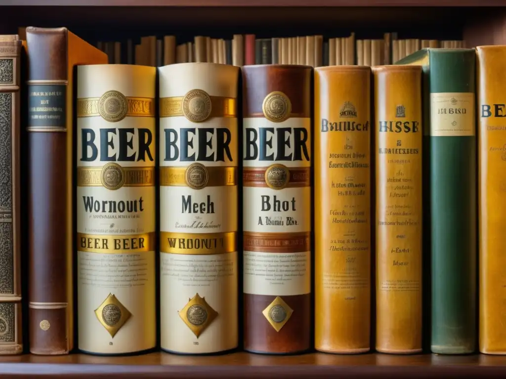 Un detallado libro vintage sobre la historia de la cerveza, con textura, detalles intrincados y una estética nostálgica