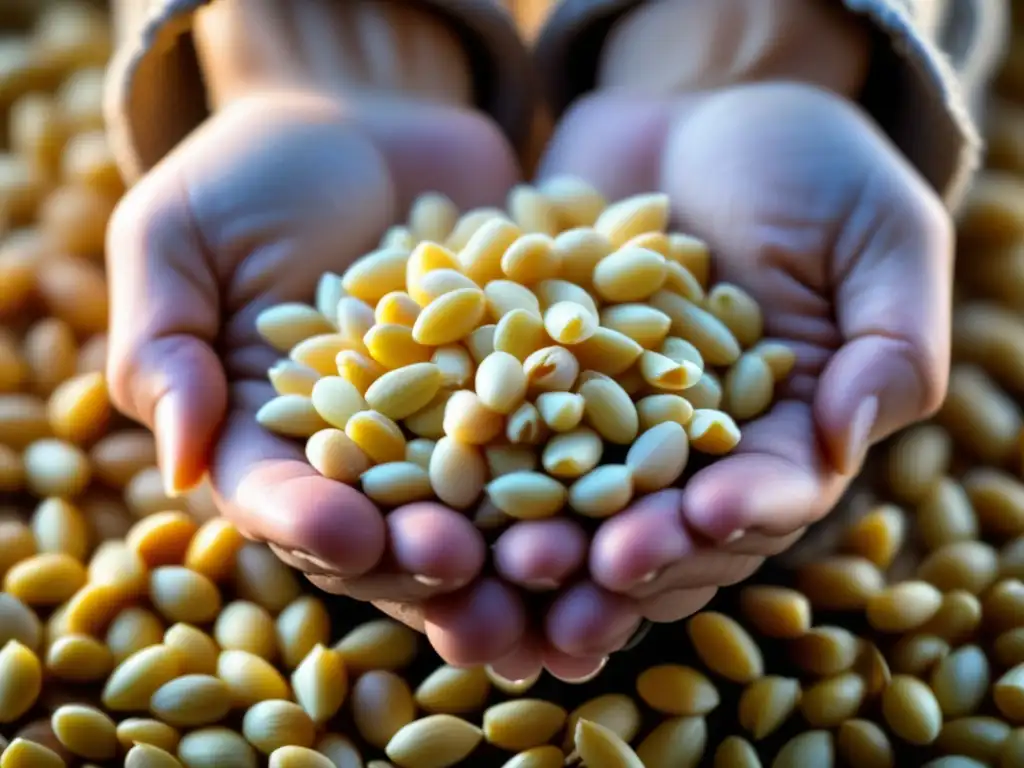 Detalle de la molienda de granos: diversidad y belleza natural