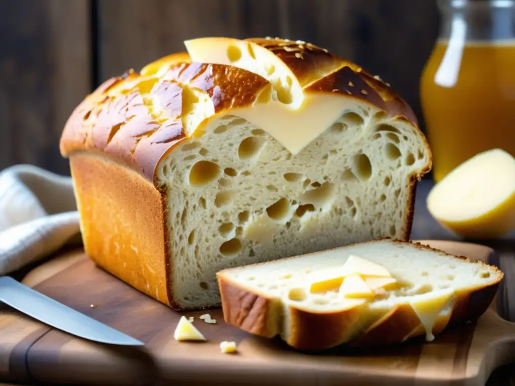 Pan de trigo de cerveza artesanal con queso y embutidos