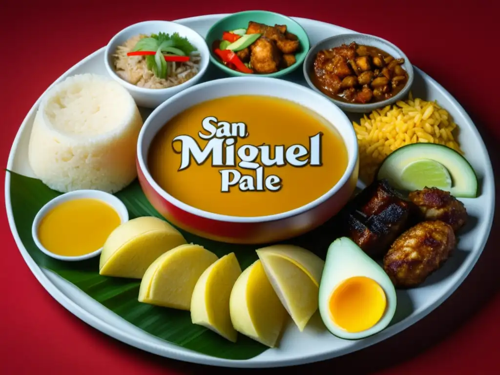 Deliciosa comida filipina resaltada con San Miguel Pale Pilsen