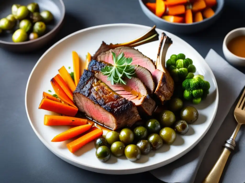 Delicioso cordero al horno con cerveza negra y verduras caramelizadas