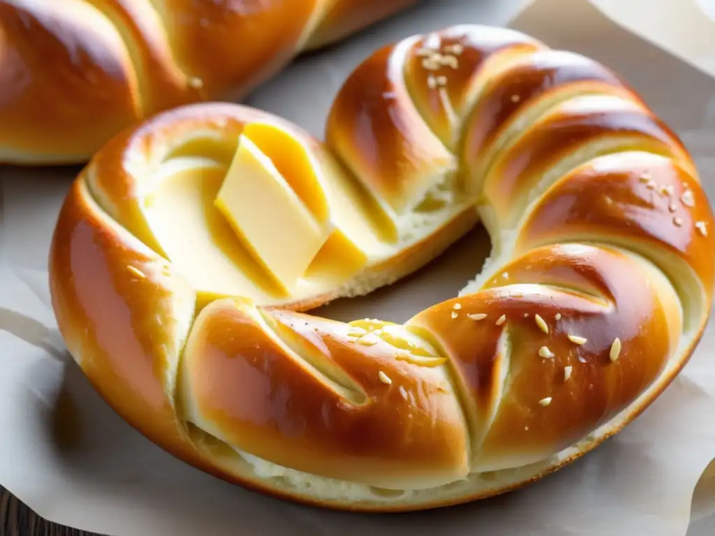 Pretzel alemán recién horneado con relleno cremoso de queso - Helles