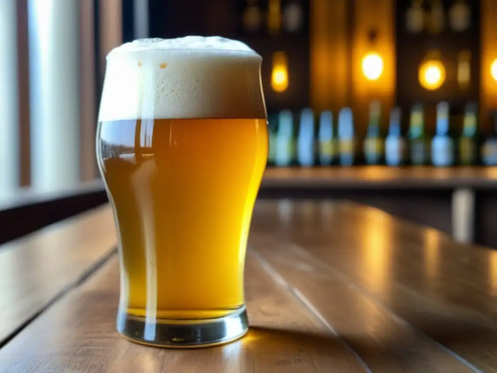 Cerveza Colón Witbier: Refrescante y dorada, con burbujas efervescentes y espuma cítrica