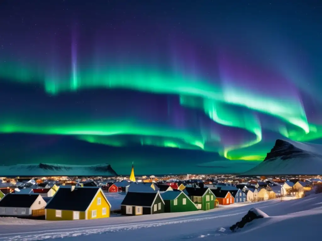 Espectacular aurora boreal iluminando Reykjavik