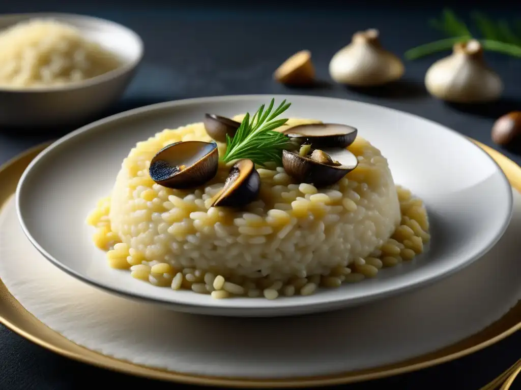 Risotto de setas y Ale Dorada: un exquisito plato de risotto cremoso con champiñones salteados, acompañado de una cerveza Ale Dorada