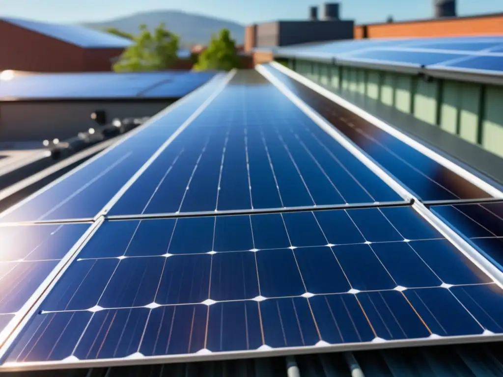 Solar panel array on rooftop of Brewery Y: a visually stunning image showcasing the precision and technology of solar energy