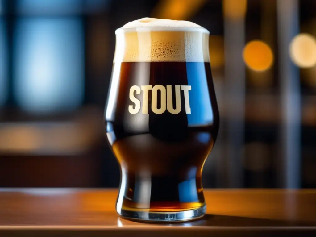 Pinta dorada de cerveza stout con espuma cremosa - White Stout