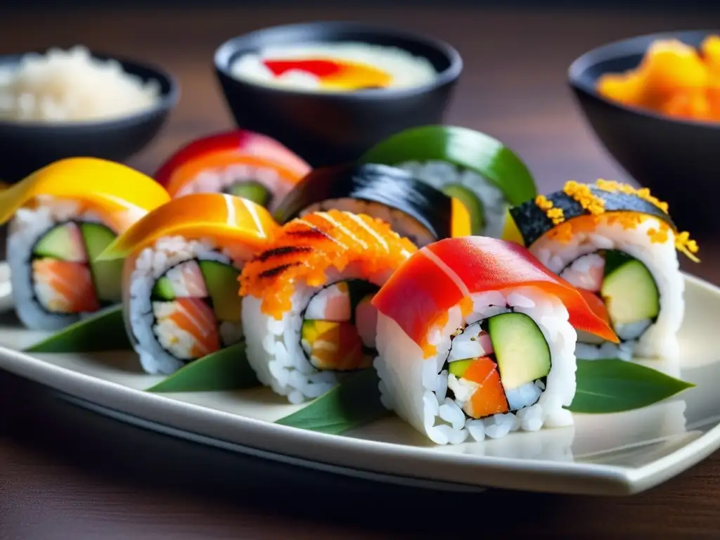 Delicioso sushi Kirin con colores vibrantes y detalles intrincados