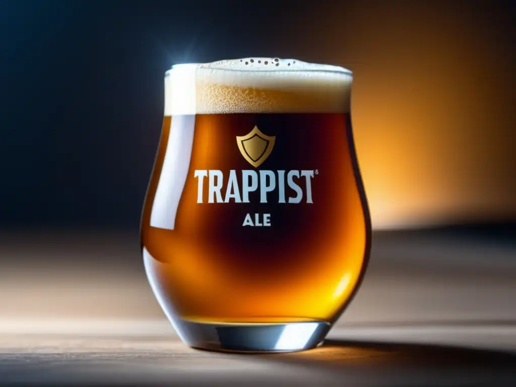 Cerveza Trappist Ale perfectamente servida en un vaso de cristal