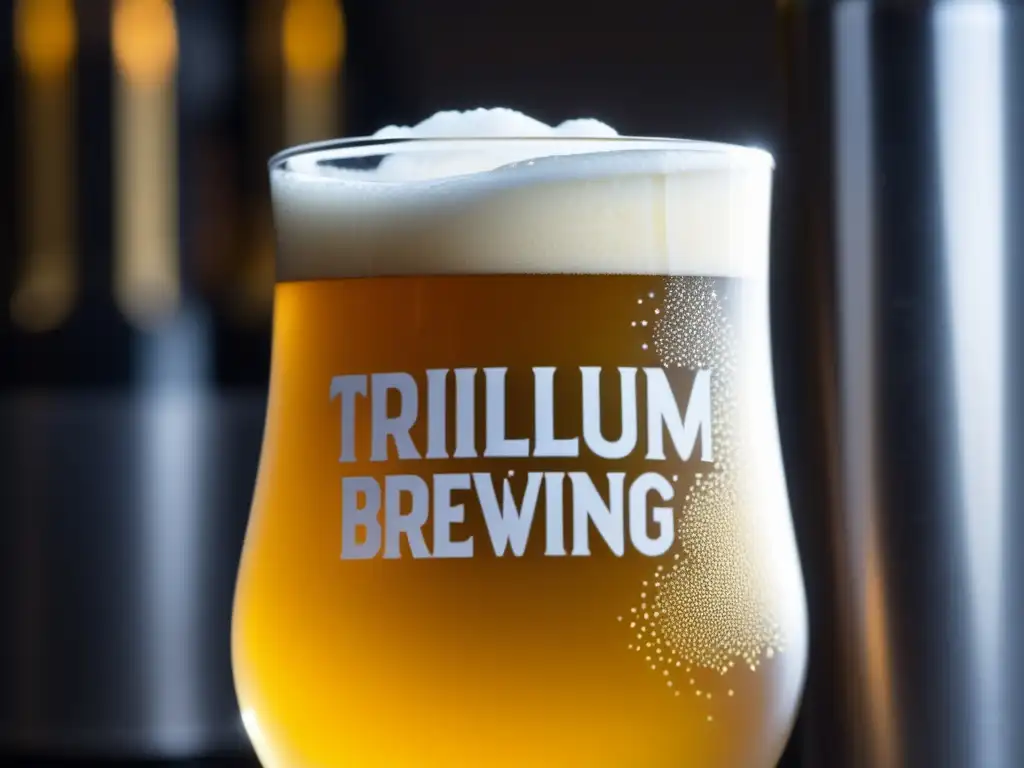 Cerveza Trillium Brewing Company: IPA dorada con espuma cremosa y burbujas detalladas