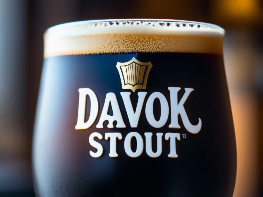 Cerveza Davok Stout: Detalles ricos y suaves, color chocolatoso, espuma tan cremosa