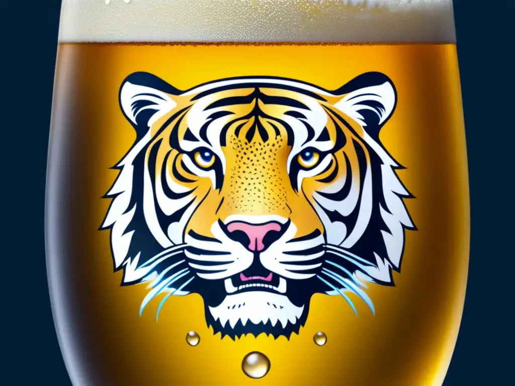 Cerveza Tiger con gotas de condensación y frescura