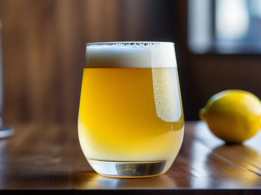 Vaso de Berliner Weisse refrescante con limón