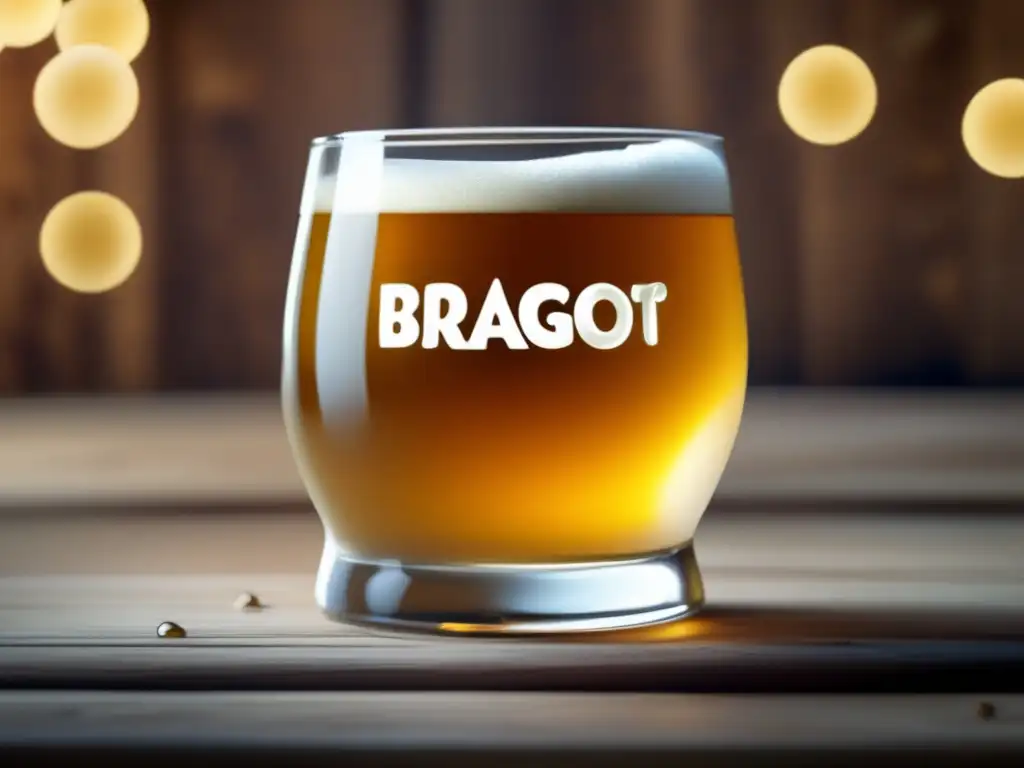 Cerveza braggot en vidrio con espuma dorada y detalles elegantes