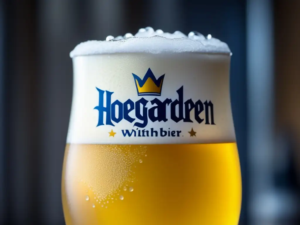 Cerveza Hoegaarden Witbier en vaso con condensación