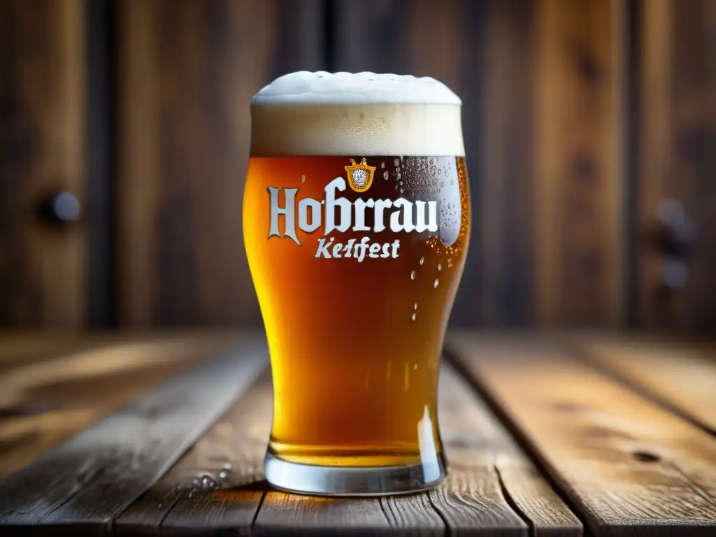 Cerveza Hofbräu Oktoberfestbier Märzen en vaso de vidrio