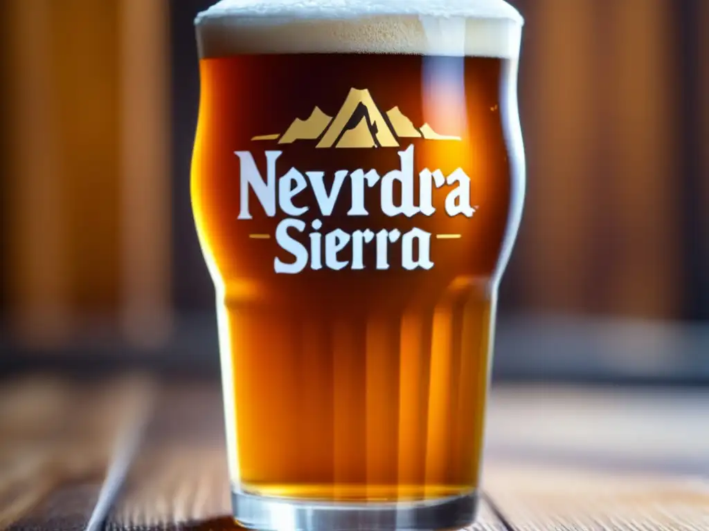 Premios cerveceros: Pinta dorada Sierra Nevada con burbujas y condensación en vidrio