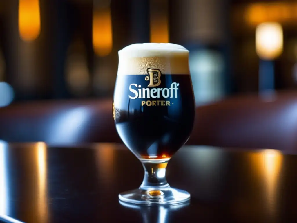 Vaso de Sinebrychoff Porter, cerveza báltica con color oscuro y espuma cremosa