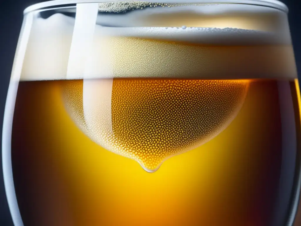 Fermentación de cerveza: detalle de proceso, burbujas doradas y elegancia - Métodos de Fermentación