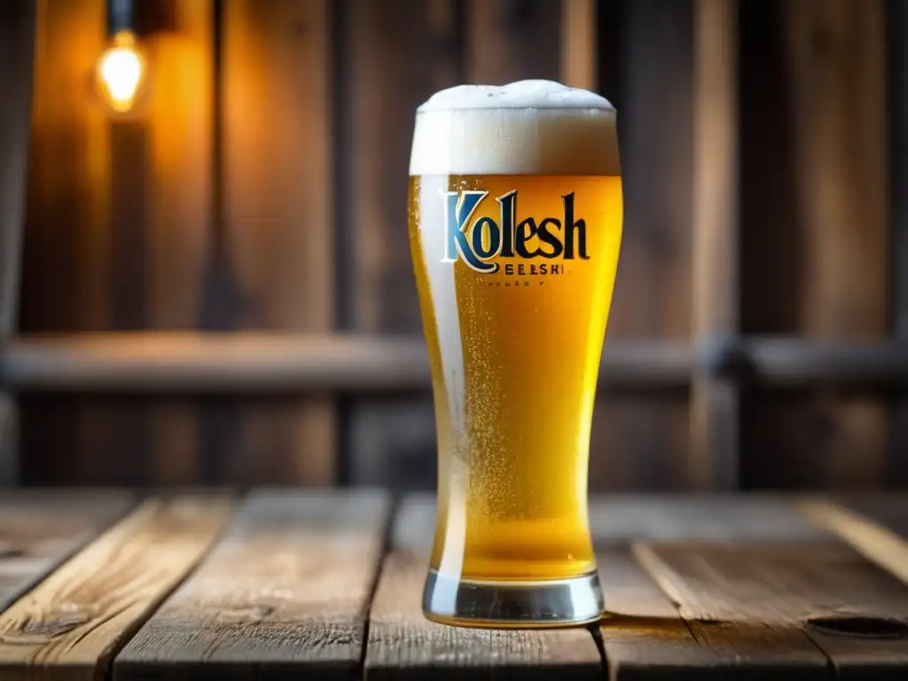 Cerveza Früh Kölsch en vaso alto de vidrio, tradicional y auténtica