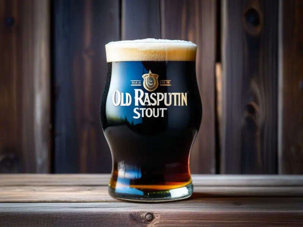 Rasputin Stout: Cerveza Imperial Rusa, intensa y elegante, con espuma cremosa, color ébano y burbujas