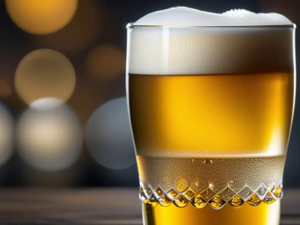 Vasos y Copas: Vaso Pilsner dorado con burbujas y elegancia