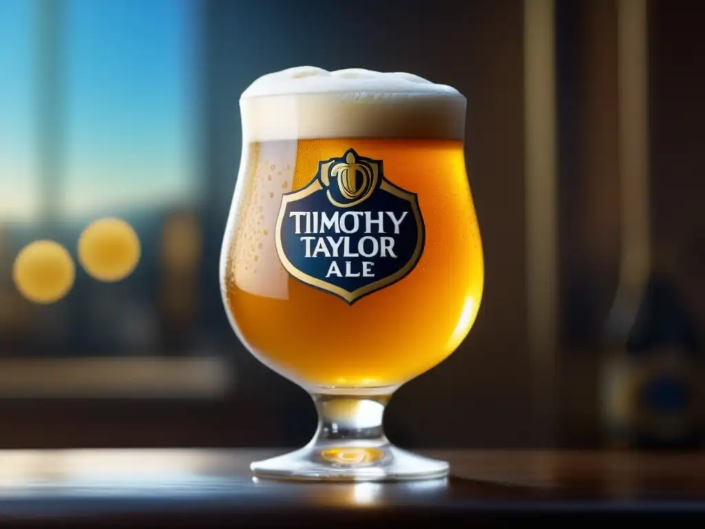 Cerveza Timothy Taylor's Golden Best Summer Ale, vibrante y refrescante con espuma espumosa y elegante