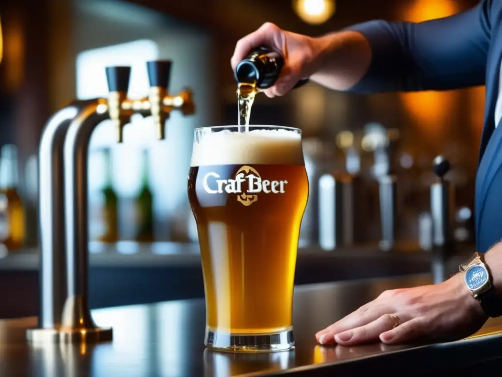 Bartender sirviendo cerveza artesanal en Deschutes Brewery Portland Public House - Bares en Portland