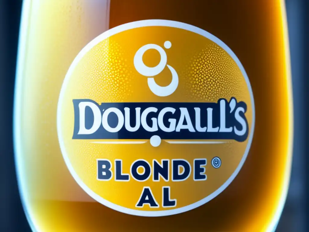 Cerveza Blonde Ale con burbujas y condensación en vaso -