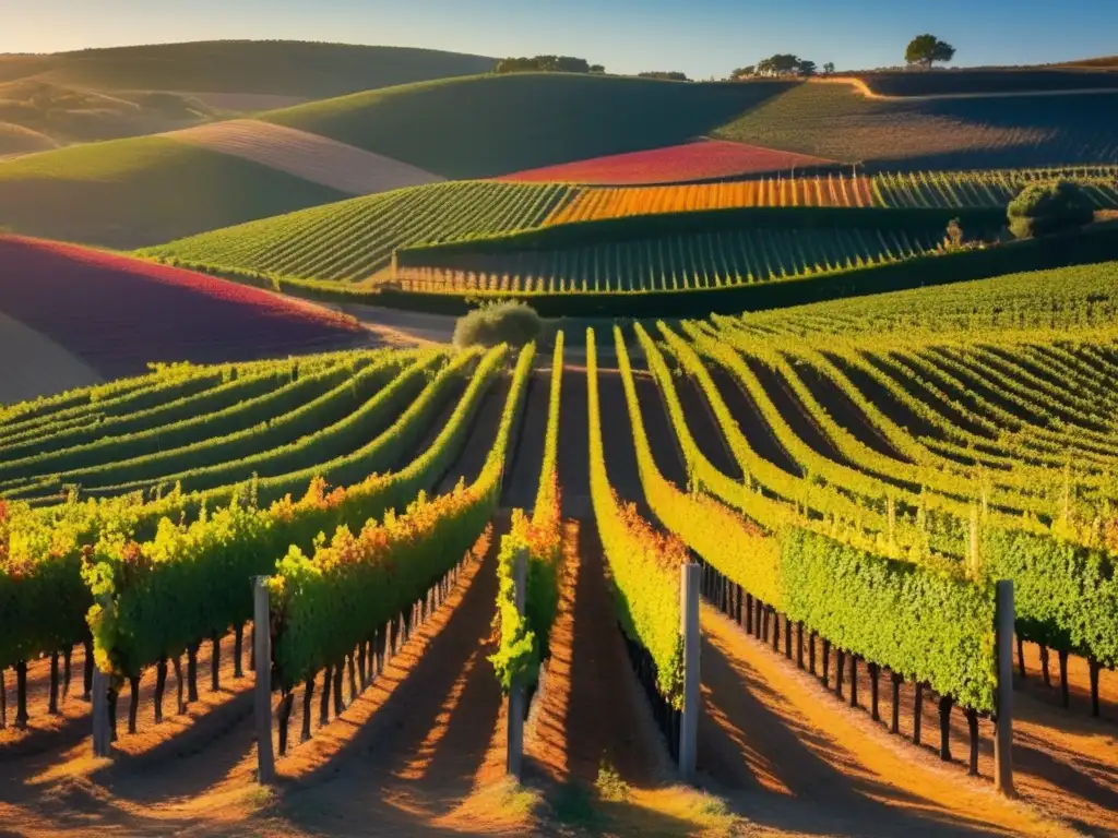 Hermosa imagen de una viña en Portugal durante el otoño, con colores vibrantes y detalles exquisitos