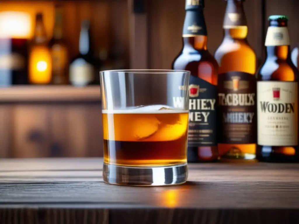 Whisky en vaso rodeado de cervezas artesanales en bar de Melbourne